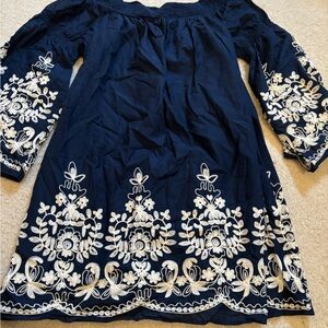Navy Blue Embroidered Dress